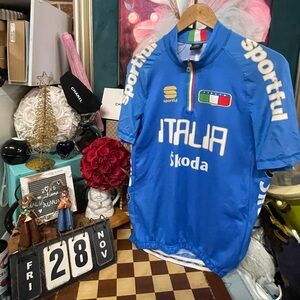 SPORTFUL Italia Skoda Cycling Jersey Pullover Italy Blue Size